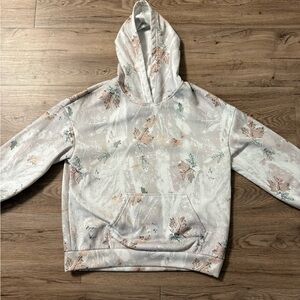 Amazon Women's Floral Hoodie Sweater - Cream and Pink